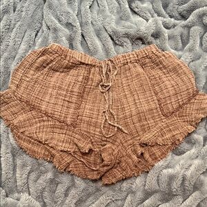 Women's free people Brown Ruffle Shorts